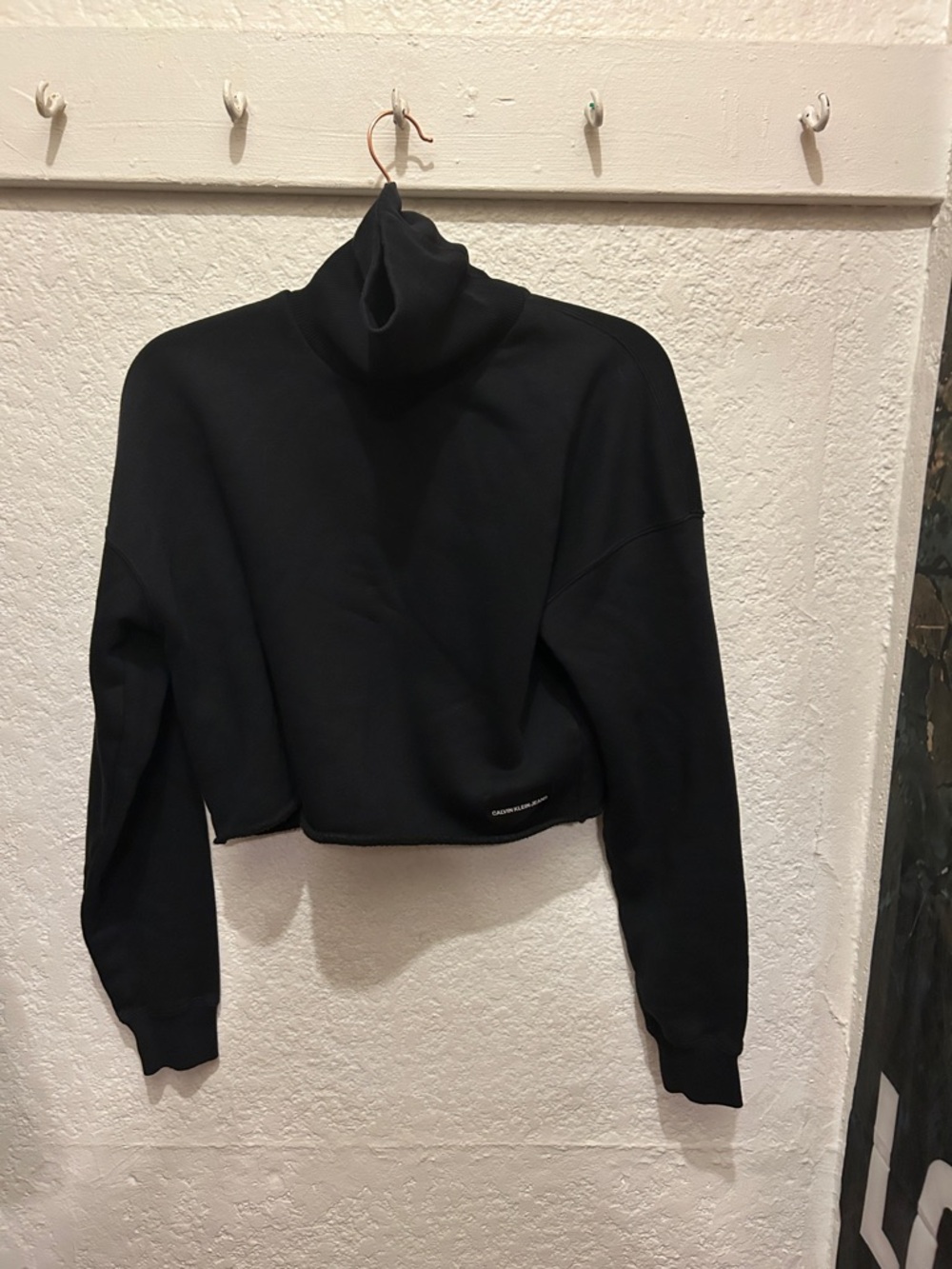 Calvin Klein Jeans Black Cropped Turtleneck Sweatshirt